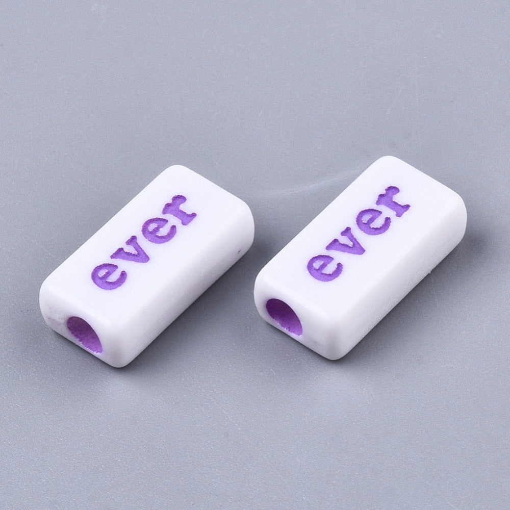 Ord-perler Rektangel 15x7,5mm - Neonmiks på Hvit