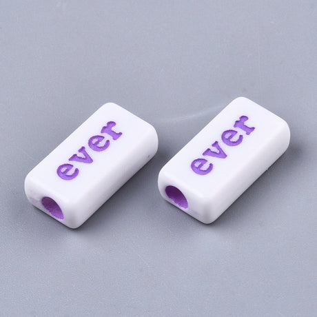 Ord-perler Rektangel 15x7,5mm - Neonmiks på Hvit