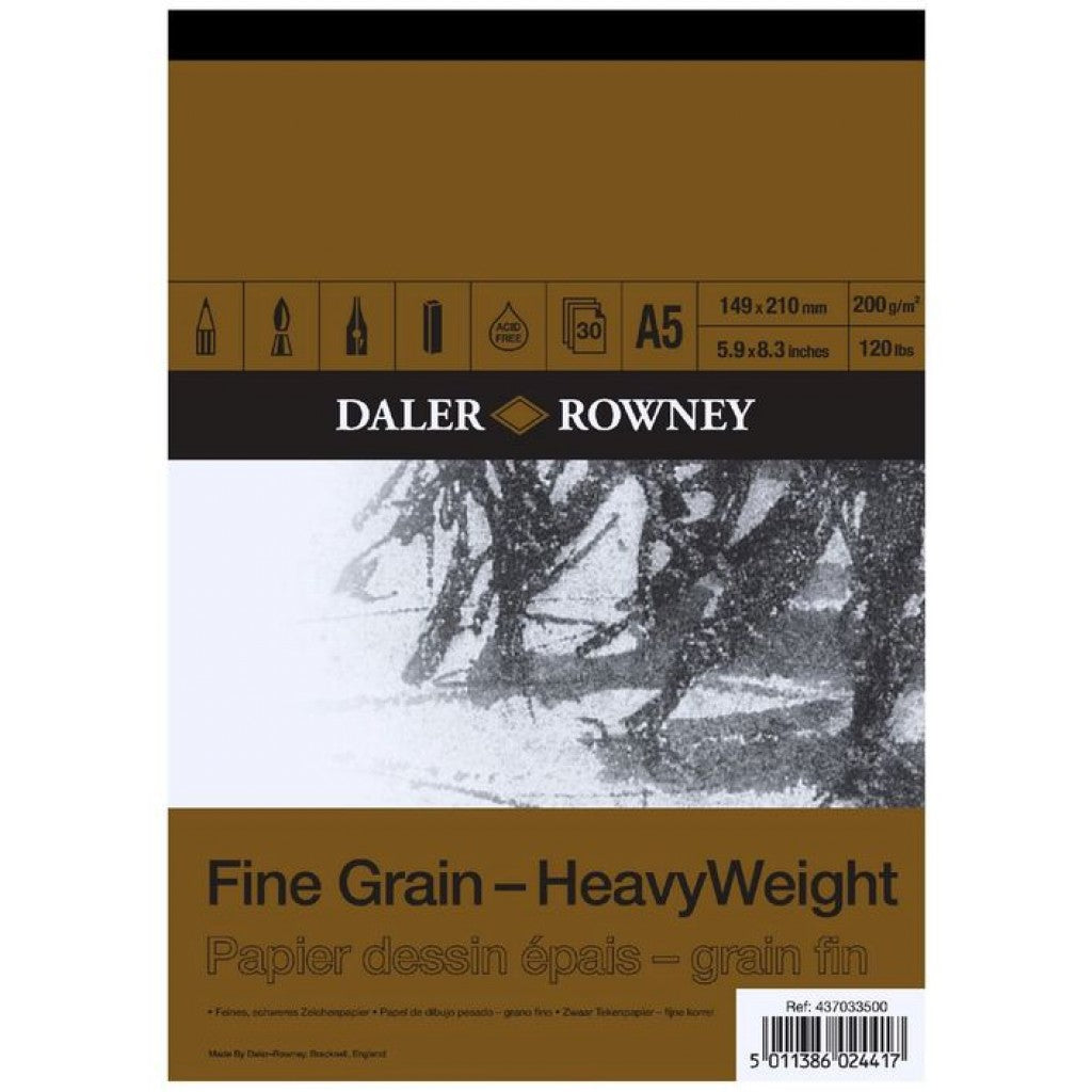 Daler Rowney - Tegneblokk Fine Grain Heavy Weight, 30ark, 200g, A5