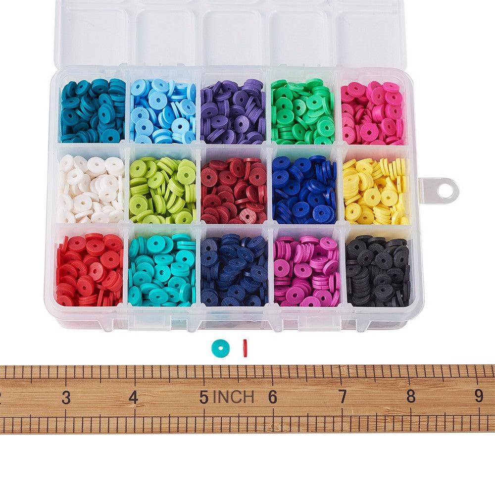 #1 Heishi Perlesett 6mm, 15 farger (3000 perler) - Urban Vibes - HobbyHimmelen