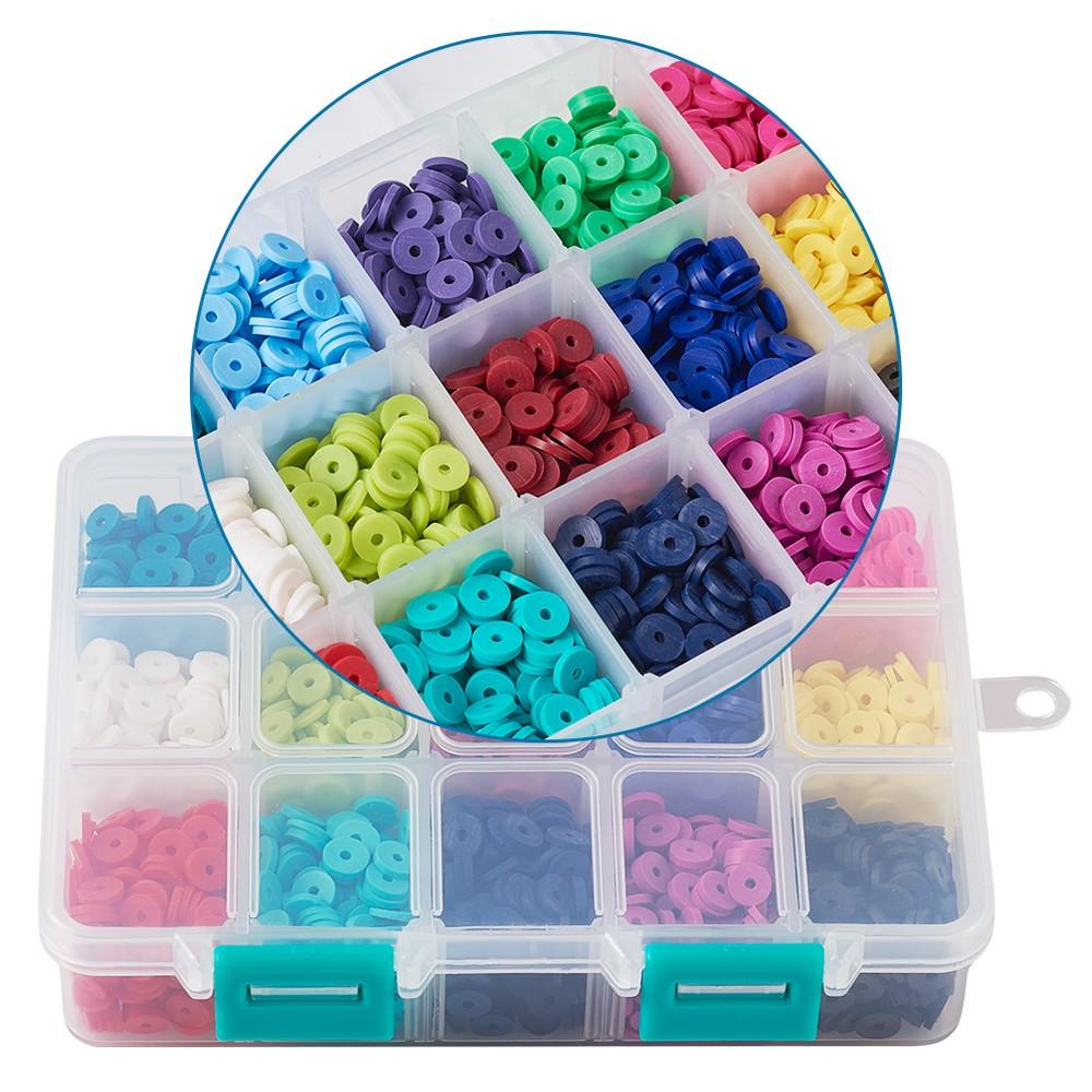 #1 Heishi Perlesett 6mm, 15 farger (3000 perler) - Urban Vibes - HobbyHimmelen