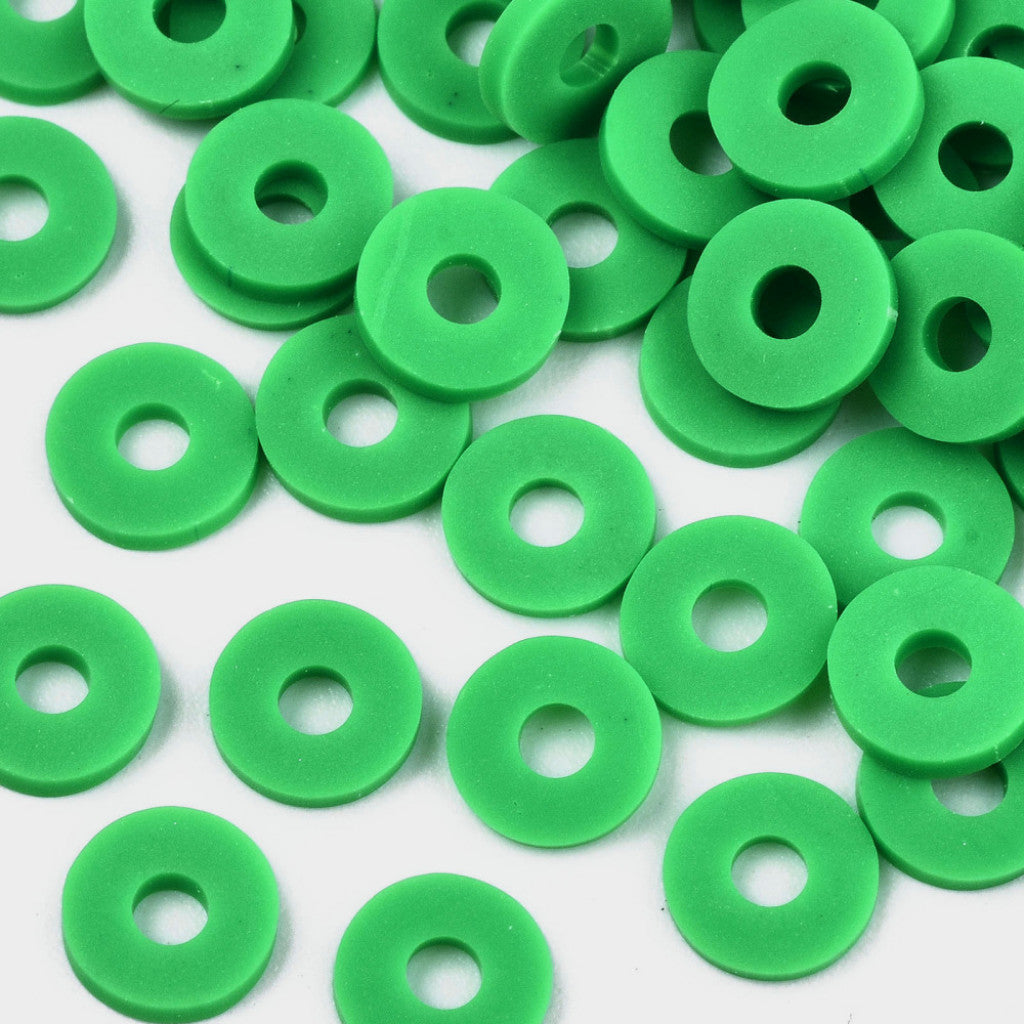 Heishi Beads 10g, 6mm - Green