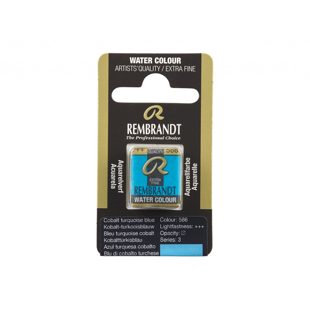 Rembrandt Akvarell Halfpan - Cobalt Turquoise Blue 586