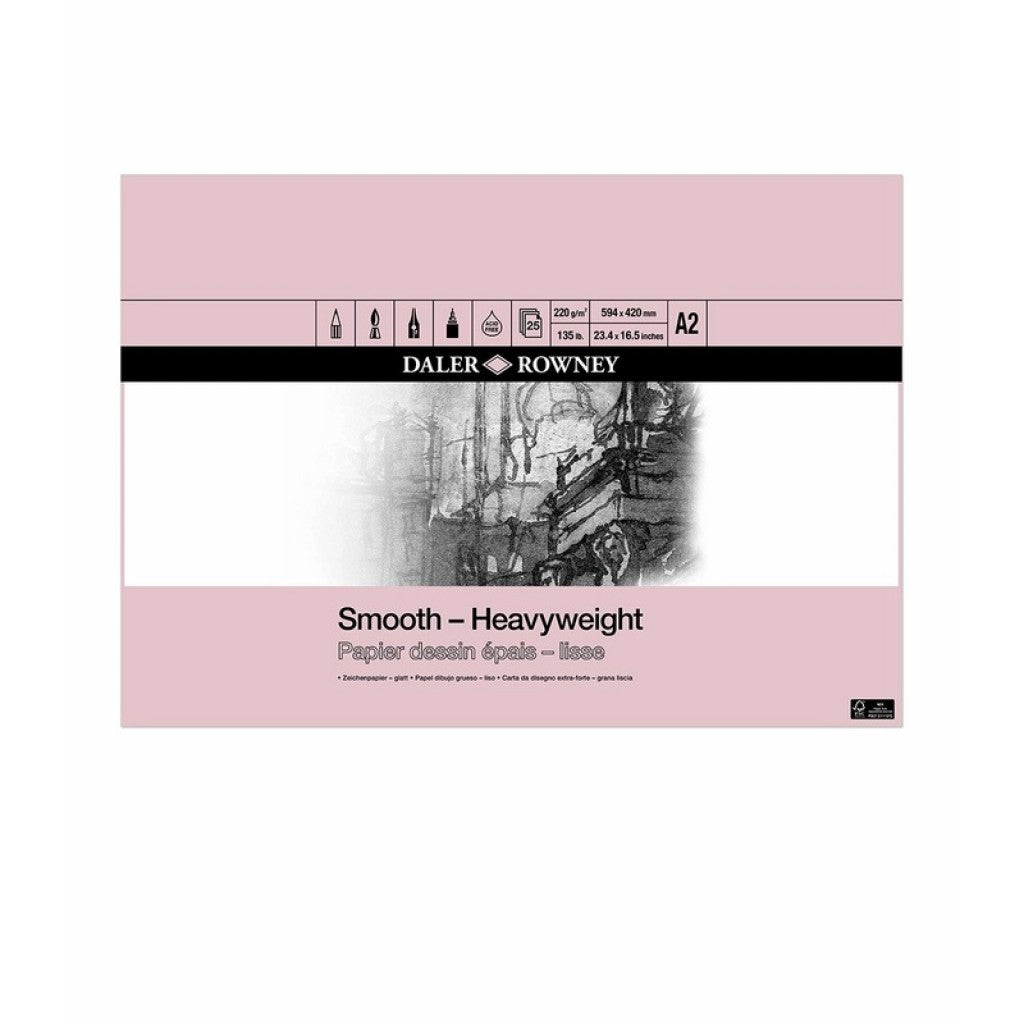 Daler Rowney - Tegneblokk Smooth Heavy Weight, 25ark, 220g, A2