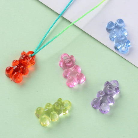 Akrylperler Gummy Bear, 20mm 30g - Transparent Fargemiks - HobbyHimmelen