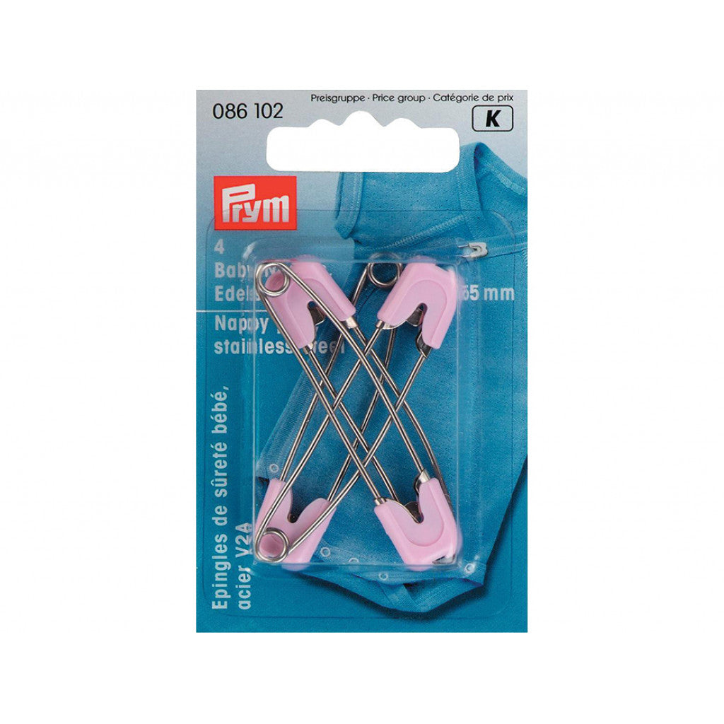 Prym Sikkerhetsnåler Baby 55mm 4stk - Lys rosa