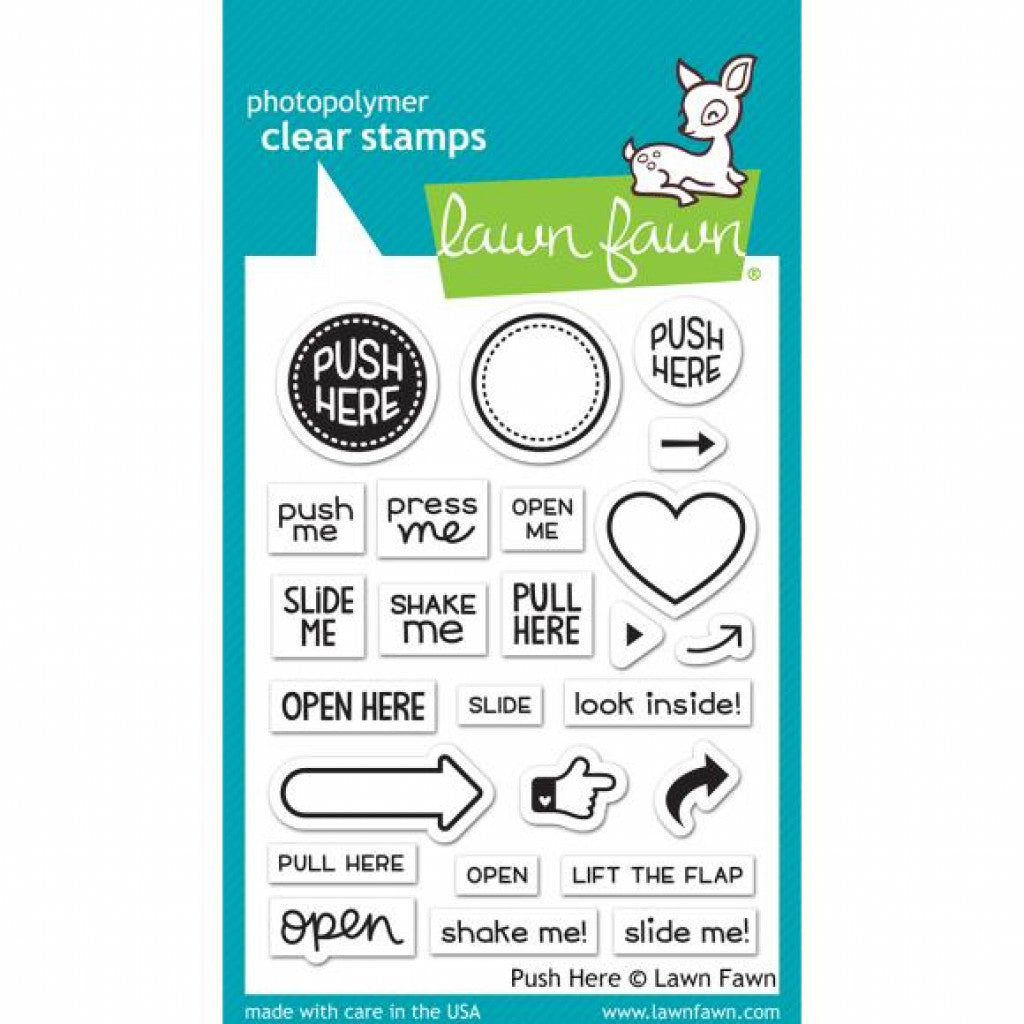 Lawn Fawn Clear Stamps 3"X4" (7,5x10cm) - Push Here