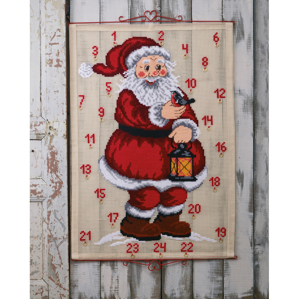 Korsstingsbroderi Adventskalender, 80x115cm, 1,6tr/cm - Julenisse