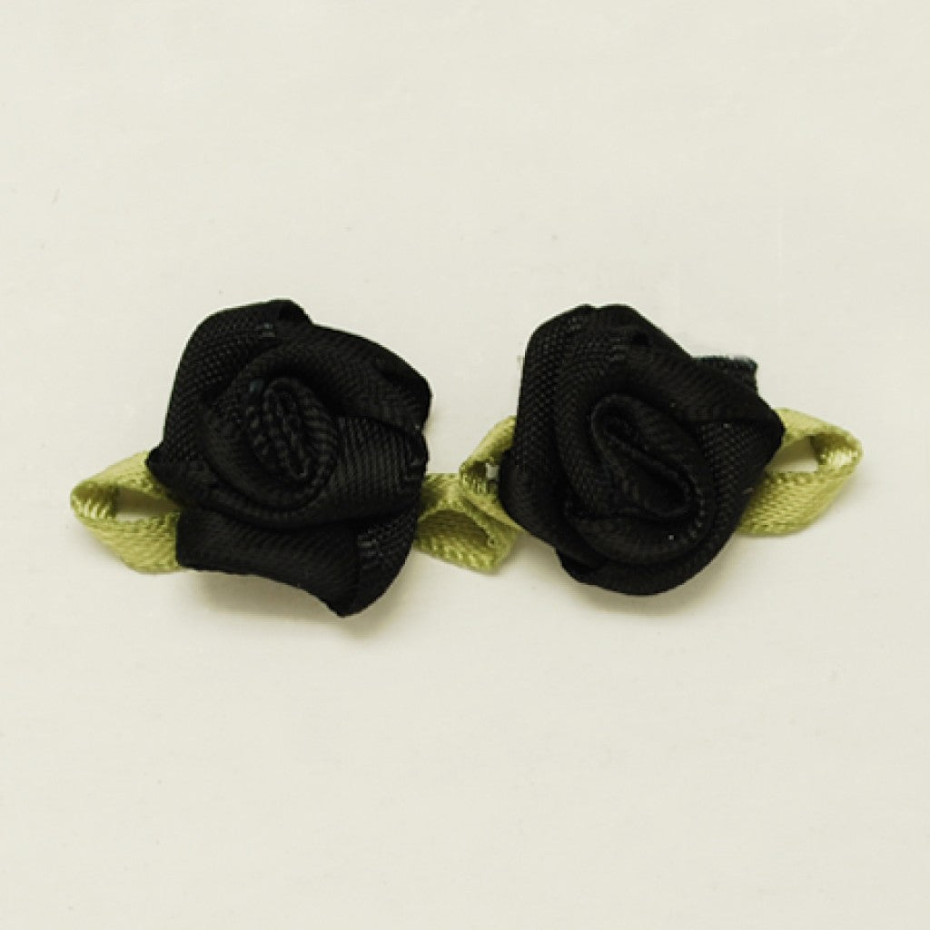 Håndlaget Satengrose, 15mm - Svart