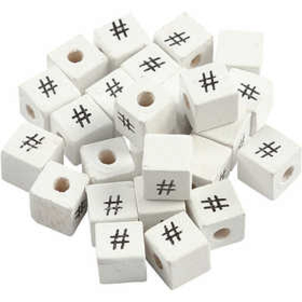 Treperle med #-tegn, str. 8x8 mm, hullstr. 3 mm, 25 stk