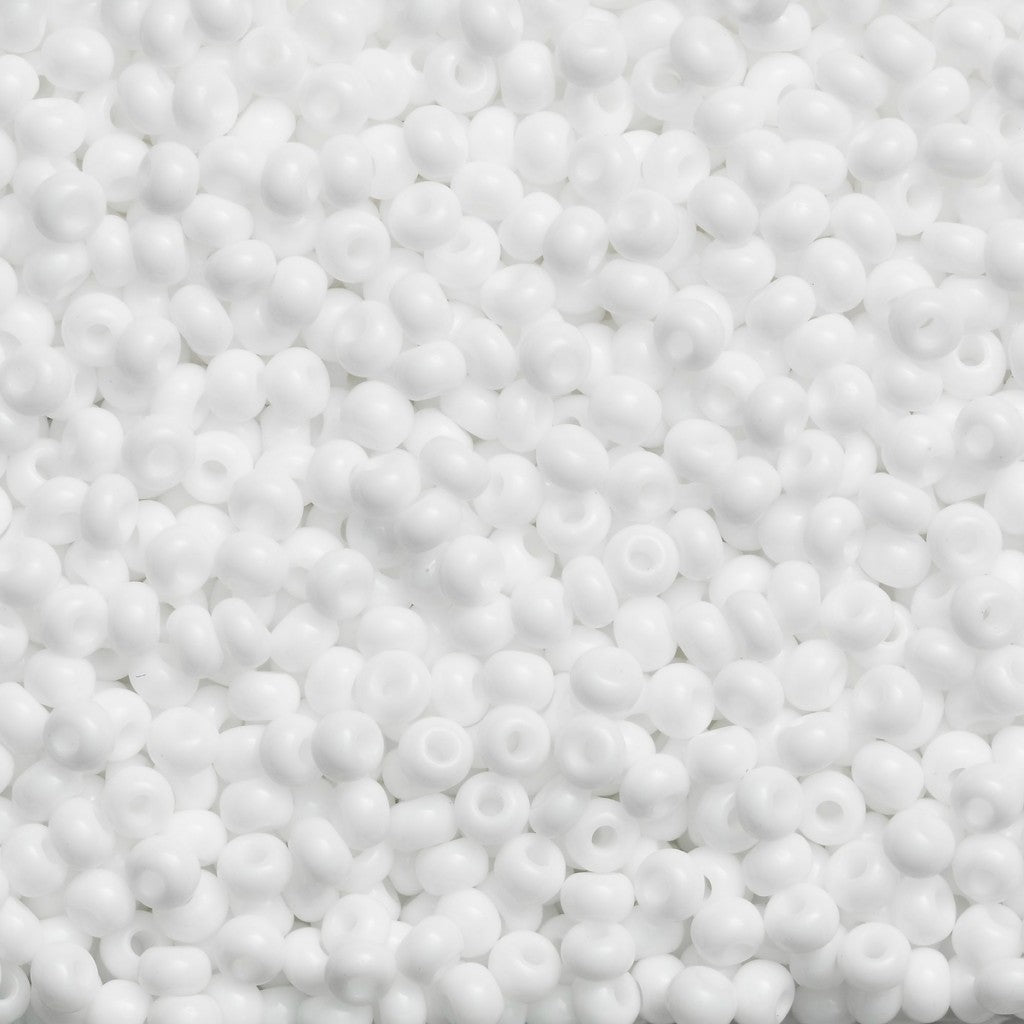 Rocaillesperle 9/0 - Hvit Opak