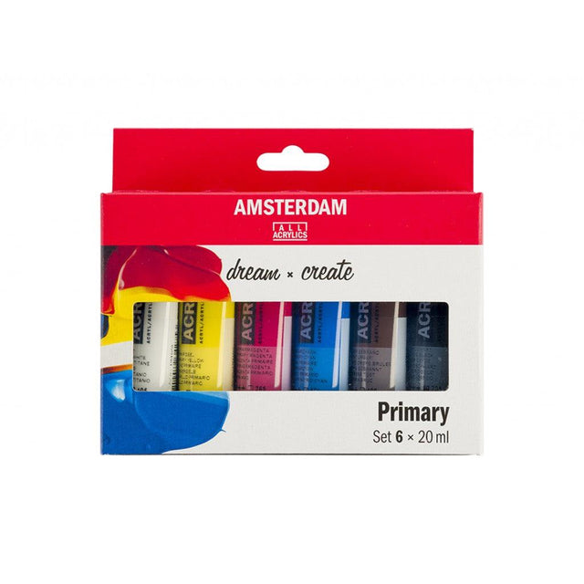 Amsterdam Standard 20ml - Sett 6 ass. Primærfarger - HobbyHimmelen