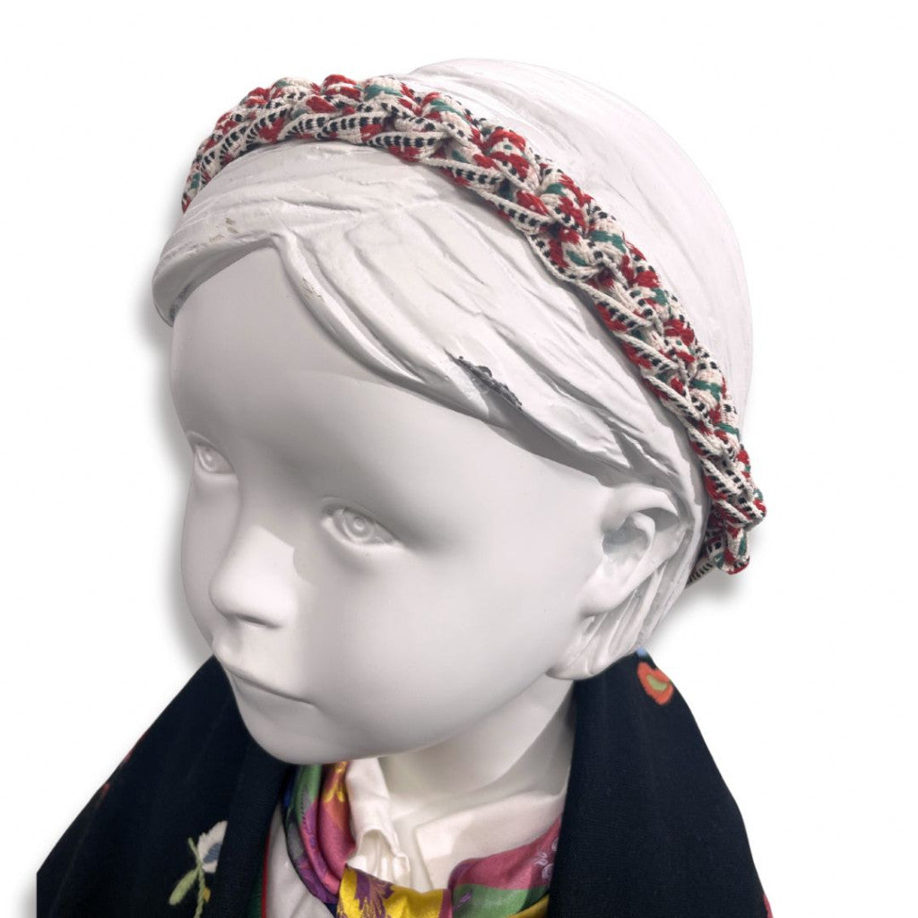 Vest Agder Hårbånd, Håndflettet - Rød, Grønn & Hvit