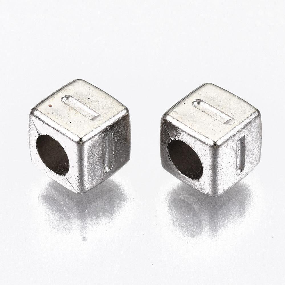 Alfabetperler Kube 6x6mm - Sølv - HobbyHimmelen