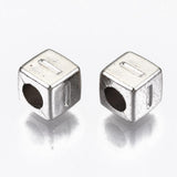 Alfabetperler Kube 6x6mm - Sølv - HobbyHimmelen