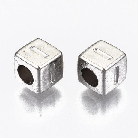 Alfabetperler Kube 6x6mm - Sølv - HobbyHimmelen