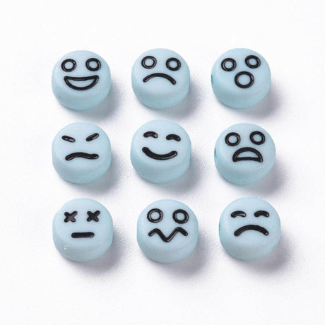 Akrylperler Rund Flat, 7mm 25g -  Expression Lyseblå - HobbyHimmelen