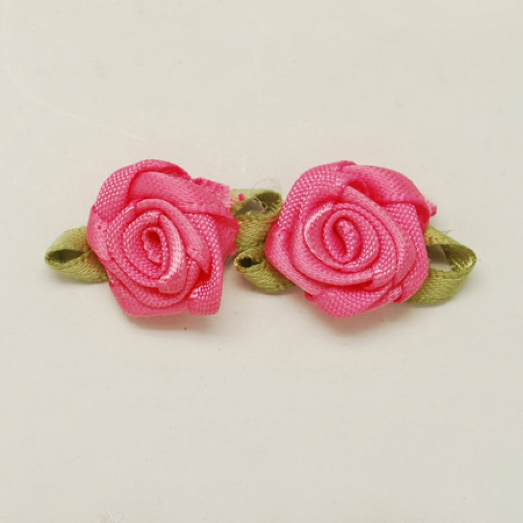 Håndlaget Satengrose, 15mm -  Deep Pink