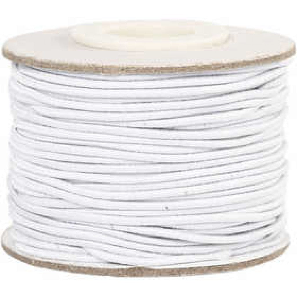 Elastikksnor 1mm, 25m - Hvit
