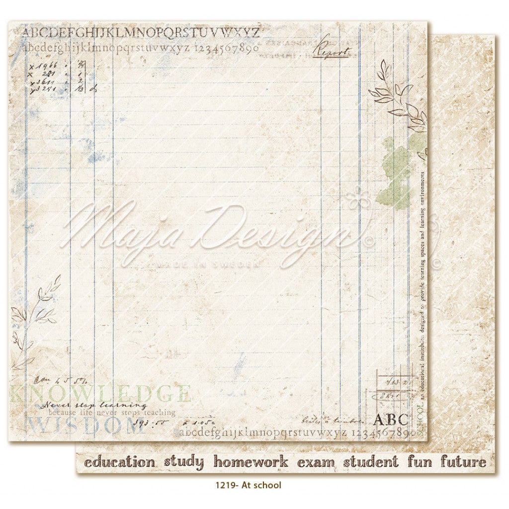 Maja Design Mønsterpapir Everyday Life - At school 12"x12"