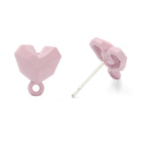 Ørestift Geometrisk Hjerte med Ring, 11mm, 4stk - Rosa