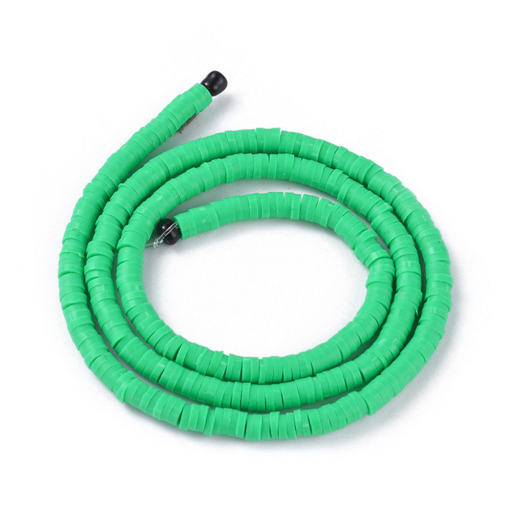 Heishi Beads 10g, 4mm - Spring Green