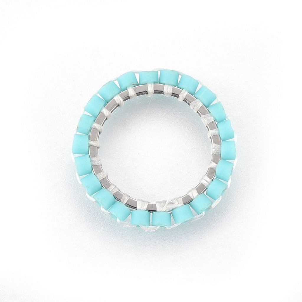MIYUKI & TOHO Håndlaget Mellomledd/Ring, 15mm, 1stk - Pale Turquoise