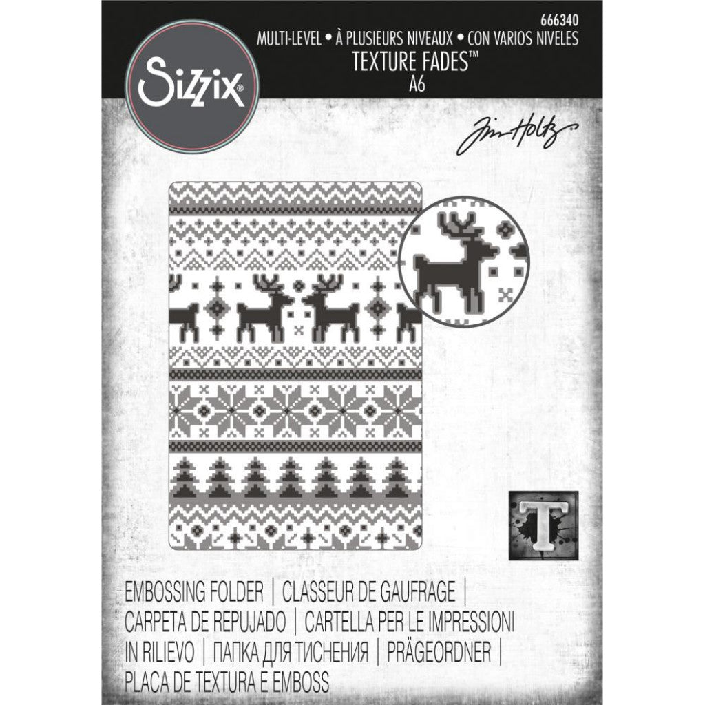 Sizzix Embossing Folder By Tim Holtz - Multi-Level Holiday Knit