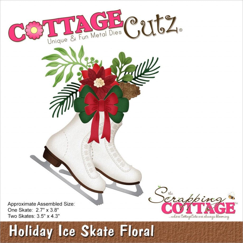 CottageCutz Dies - Holiday Ice Skate Floral, 7 x 11cm - HobbyHimmelen