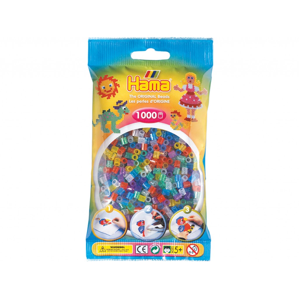 Hama Midi, 1000stk - 54 Transparentmix med Glitter